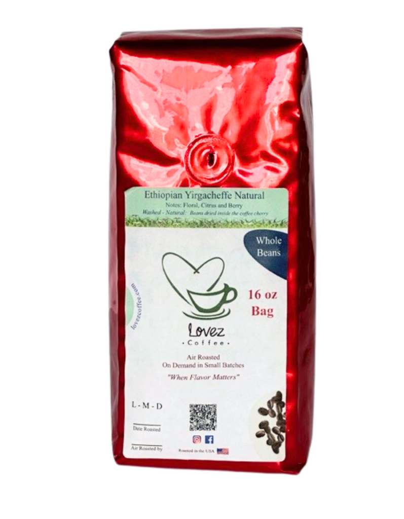 Ethiopian Yirgacheffe Air Roasted Specialty Coffee Beans - 1 lb or 2 lb bag